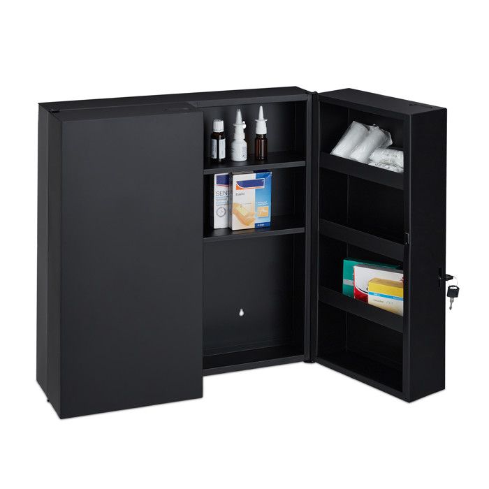 Armoire à pharmacie RELAXDAYS XXL Anthracite 11 étagères Porte