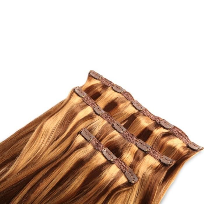 Extension à clips 3 bandes Mega Volume Méché Châtain et Blond Vénitien 50cm  - Cdiscount Au quotidien