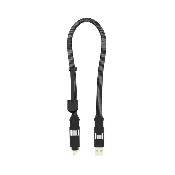 Câble de Charge - ROLLING SQUARE - inCharge XL - 30CM - USB USB-C Lightning Micro-USB - Noir