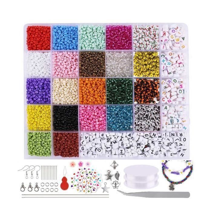 Kit Créatif : 28 000 Perles De Rocaille En Verre (2 Mm, 28 Couleurs) – Pour Fabriquer Bracelets, Colliers…