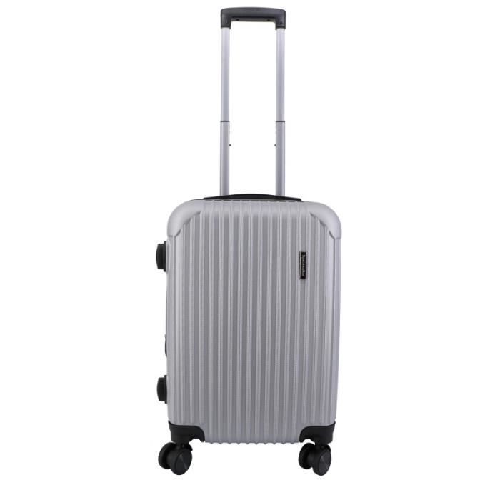 Spacewalker Jet 2.0 Valise Cabine 4 roulettes Extensible Bagage Cabine 55 x 35 x 25 cm en ABS minimum 30% issu du recyclage Argent