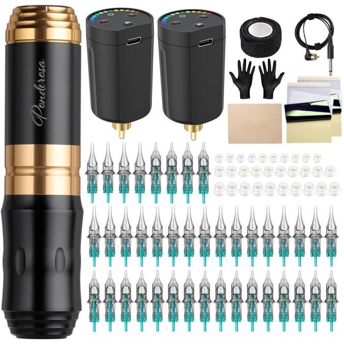 Kit Complet Machine à Tatouer Stylo Sans Fil YILONG - Avec Alimentation, Encre Et 10 Aiguilles