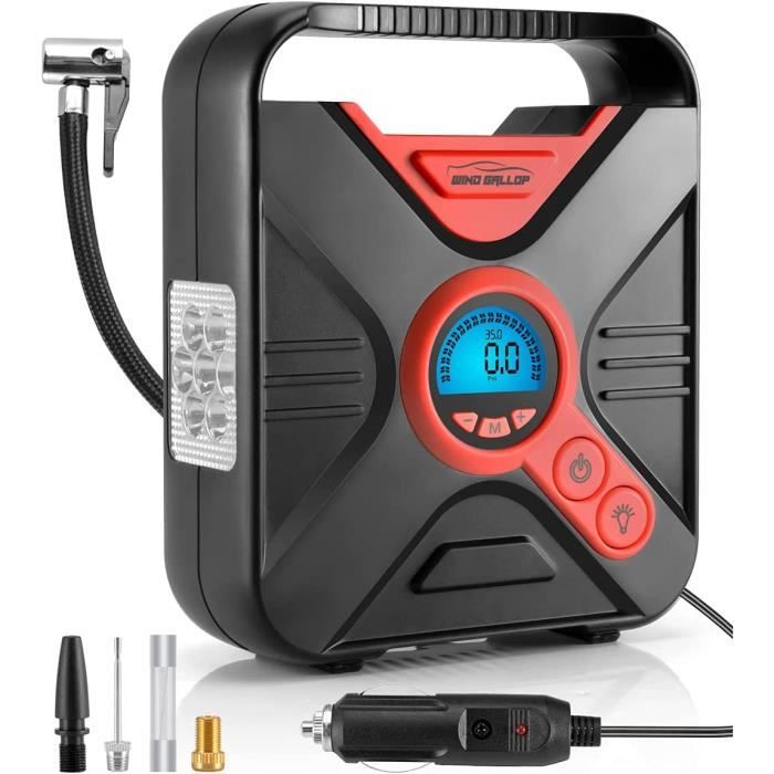 Gonfleur Pneus Numérique Portable 10Bar - Pour Voiture, Vélo, Moto, Ballons - Avec écran LED Et Lumière - 4