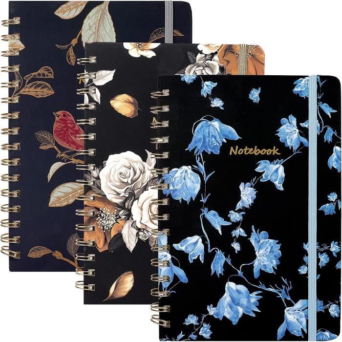 Carnet d'adresses téléphonique A-Z avec couverture rigide A5 Motif spirale Noir