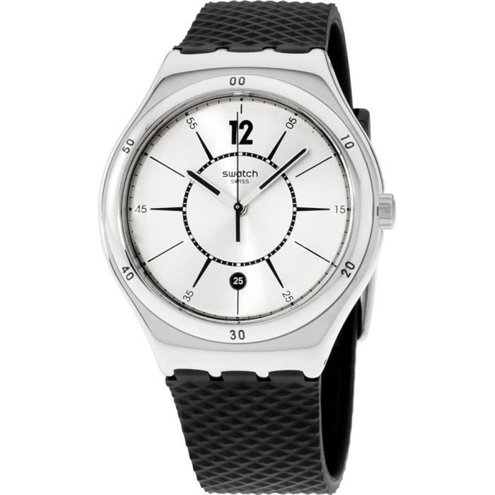 SWATCH HOMME 42.7MM BRACELET CAOUTCHOUC NOIR QUARTZ ANALOGIQUE