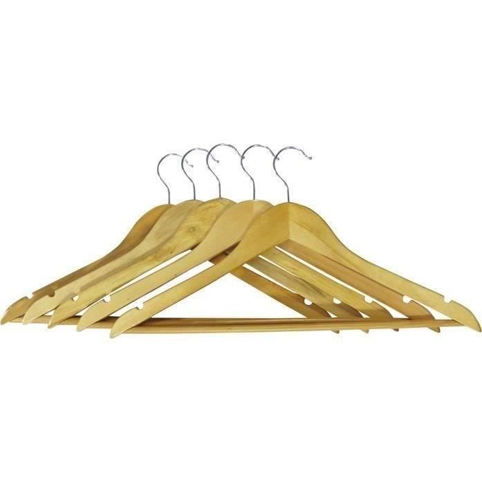 Cintre droit en bois verni L : 43 cm - lot de 5