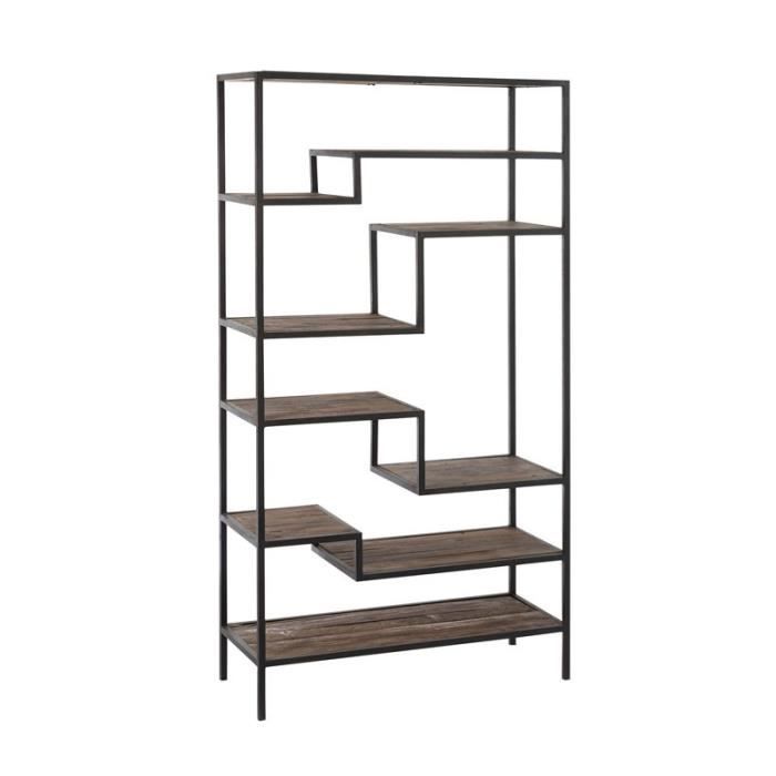 etagere bois metal brookland l 101 x l 39 x h 185 cdiscount maison