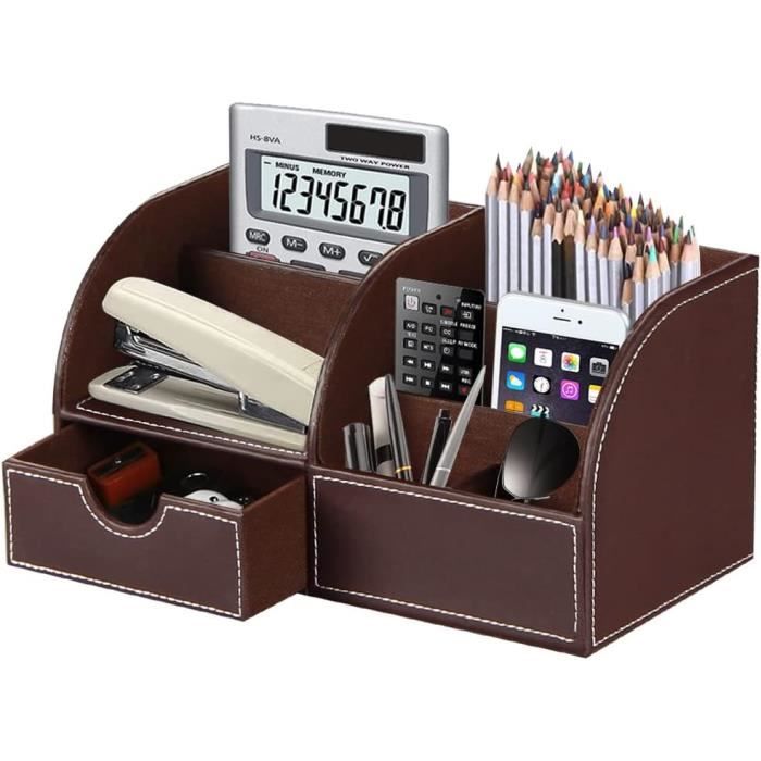 Lntyq Pot à Crayons En PU Cuir Organiseur De Bureau Multifonctionnel Porte Stylo Boites De Rangement Stockage Cartes De Visite Regle Ciseaux Agrafeuse Crayons Support Papeterie Maquillage 85656962