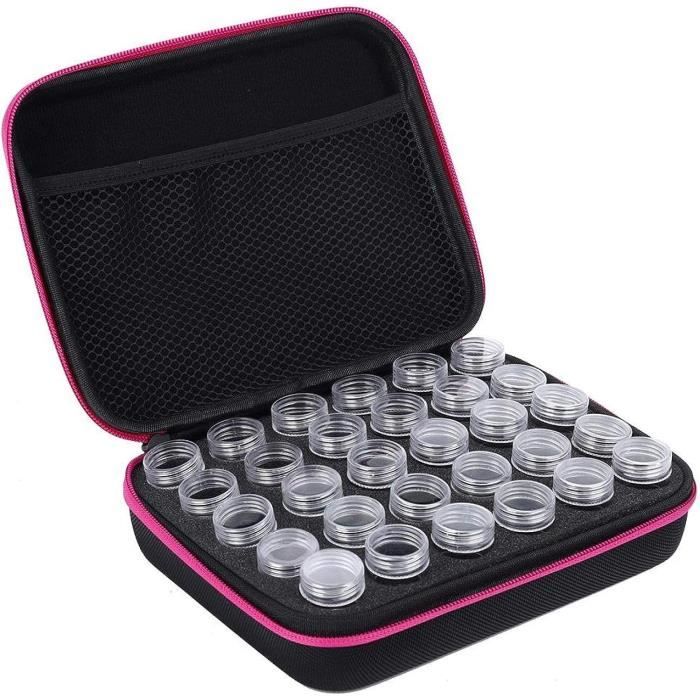 Boîte De Rangement Peinture Diamant 64 Compartiments - Organisateur Transparent Avec Étiquettes Pour Perles Et Bijoux