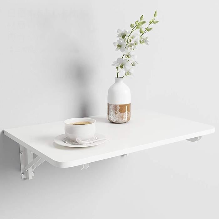 Table Murale Pliante En Bois Massif 50x30 Cm - Bureau, Table à Manger D'appoint Pour Petit Espace (cuisine, Balcon, Bureau)