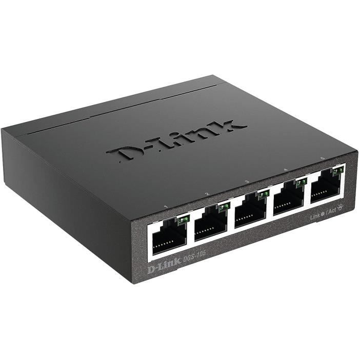 Dgs-105 Switch 5 Ports Gigabit Metallique 10-100-1000Mbps - Idéal ...