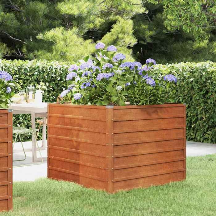 vidaXL Lit surélevé de jardin rouillé 100x100x77 cm acier corten 151948