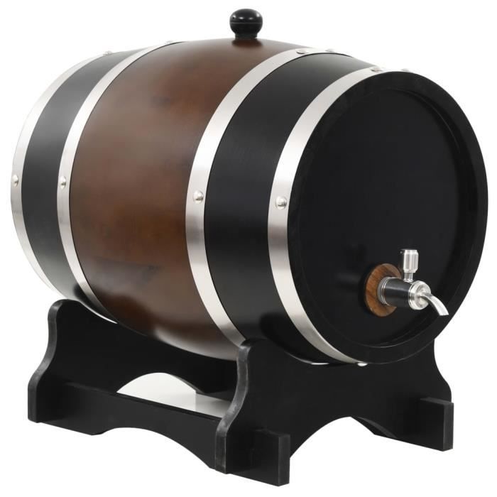 Tonneau à Vin En Pin 5 Litres Avec Robinet Et Support - Décoration Style Bois - Pour Vin, Whisky, Bière Artisanale - 10