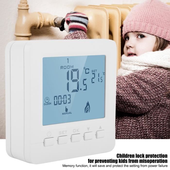 Thermostat d'ambiance numérique thermostat intelligent chauffage Contrôleur de température thermostat WiFi LCD program sans fil