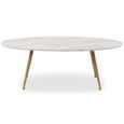 Table basse ovale MENZZO Romy Effet Marbre - Blanc - Ovale - Métal - 120 cm x 65 cm x 42 cm-1