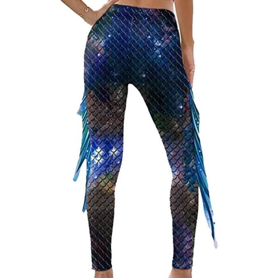 Freebily Legging Sirene Femme Brillant Ecaille de Poisson Halloween Costume Carnaval Collant Crayon Yoga Sport Fitness Pants S XL Multicolor Cdiscount Pret a Porter