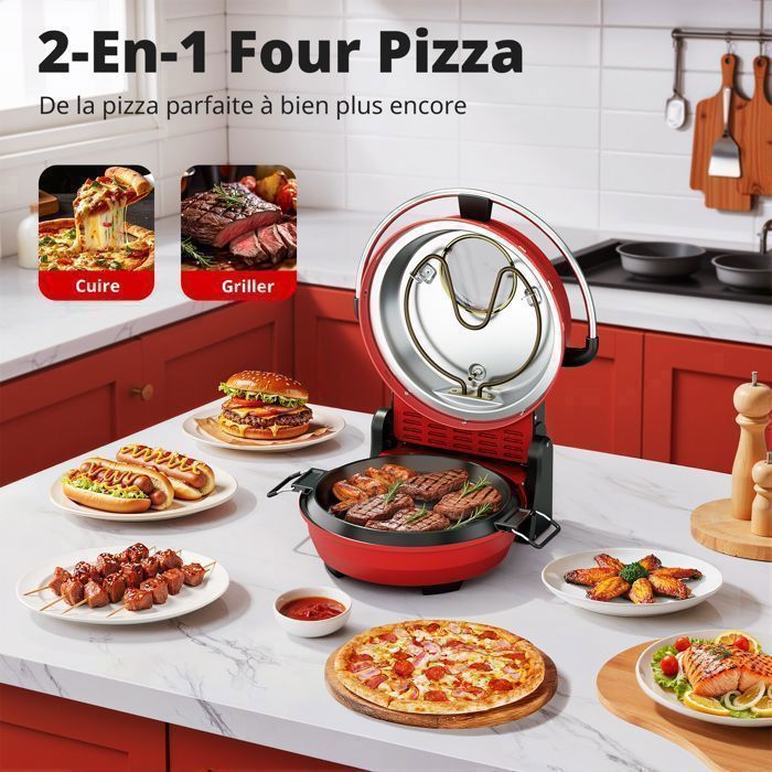 Four à Pizza électrique 2000W Pour Plan De Travail - Température 50-350°C, Capacité 20L - Design Moderne Noir/argent - Idéal Maison, Petit Restaurant - 5