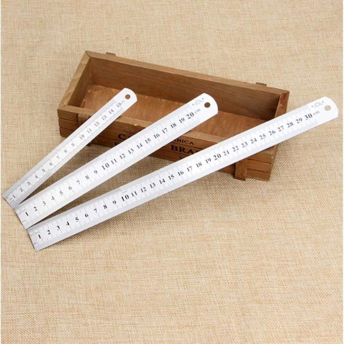 3 PCS Règle Graduée Droites en Métal Couture Double Faces Règle Ecolier ...