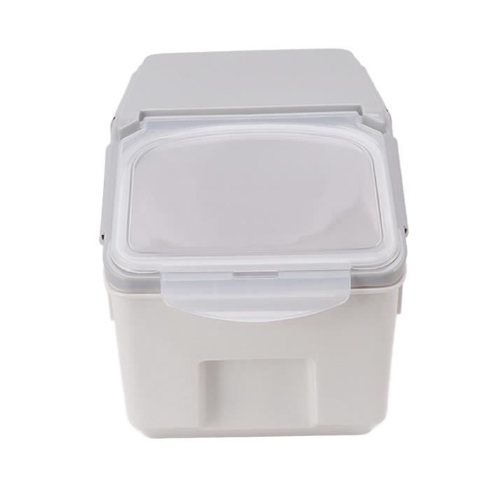Conteneur de riz pour céréales de 10 kg avec couvercle pour stockage de farine et aliments pour animaux domestiques Conteneur de riz pour céréales de 10 kg avec couvercle pour stockage de farine et aliments pour animaux domestiques