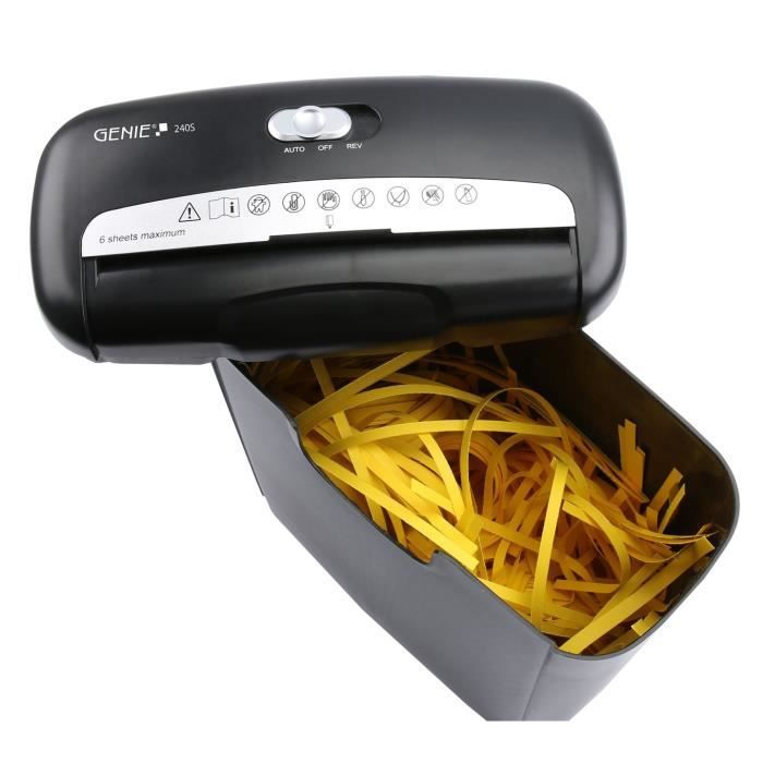 Destructeur De Documents Genie 240S - Broyeur 6 Feuilles Avec Corbeille 10L