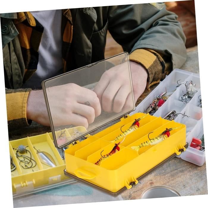 Lot De 2 Boîtes De Pêche – 20,5x14,5x3,7 Cm, Séparateurs Réglables, 30 Protège-hameçons, Fermeture Sécurisée, Portable