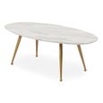 Table basse ovale MENZZO Romy Effet Marbre - Blanc - Ovale - Métal - 120 cm x 65 cm x 42 cm-2