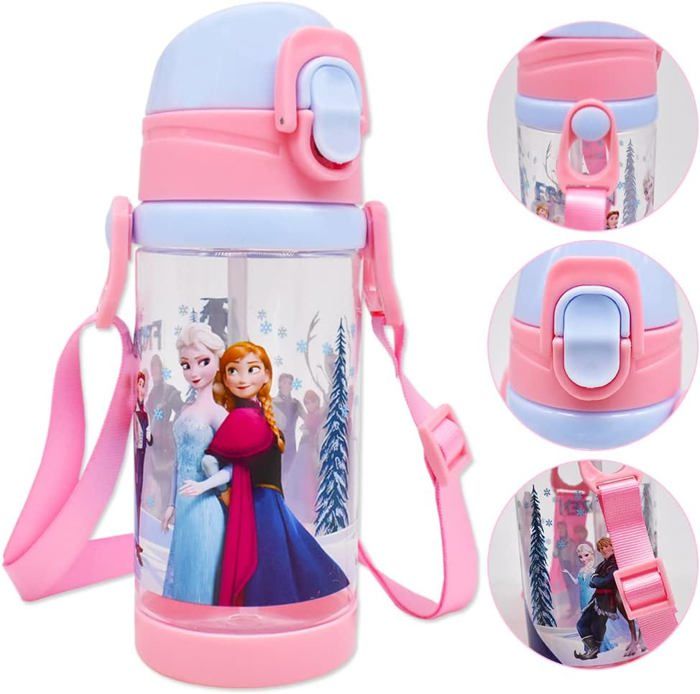 SUPPRUI Gourde Enfant,600ml Gourde Enfant Anti Fuite Avec Paille, Sans BPA, Belle Gourde Fille Et Garcon Adaptée Aux Voyages Scolaires