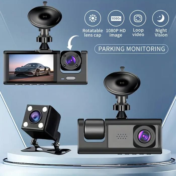 Kit Caméra Voiture NHOPEEW 1296P - Triple Vision Avec Caméra Avant, Arrière Et Rétroviseur