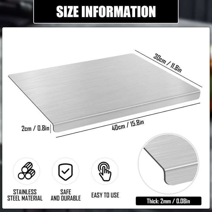 Planche à Découper En Acier Inoxydable 40 X 30 Cm, Planche à
