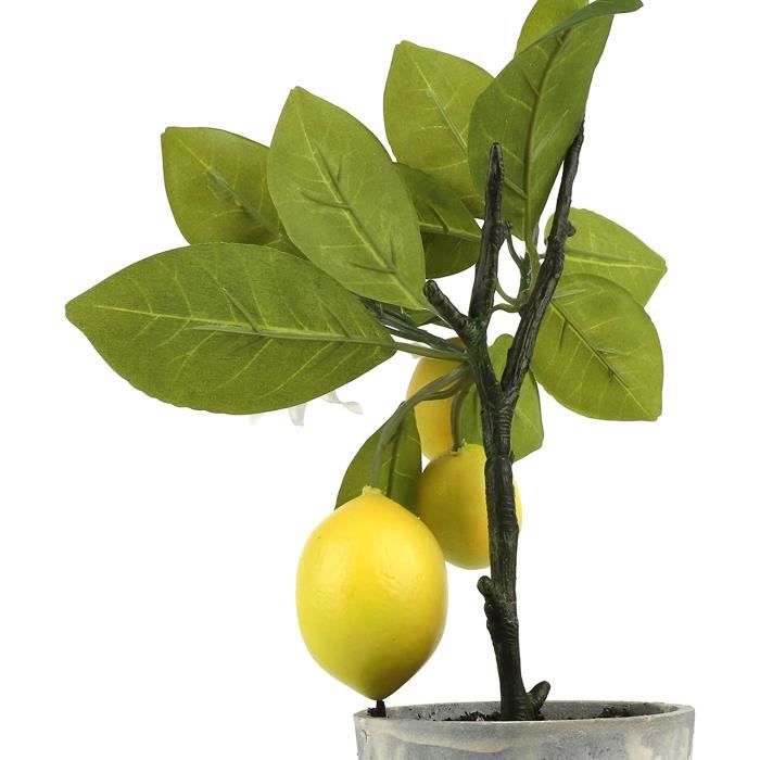 Citronnier en pot artificiel avec fruits h70cm 12 citrons factices - RETIF