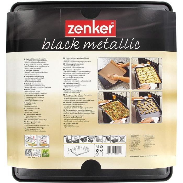 Zenker 6537 Plaque de cuisson extensible/ à four universelle, plaque à  pâtisserie, Téflon, Noir, 37 x 33 x 1,5 cm / 52 x 33 x 1,5 cm