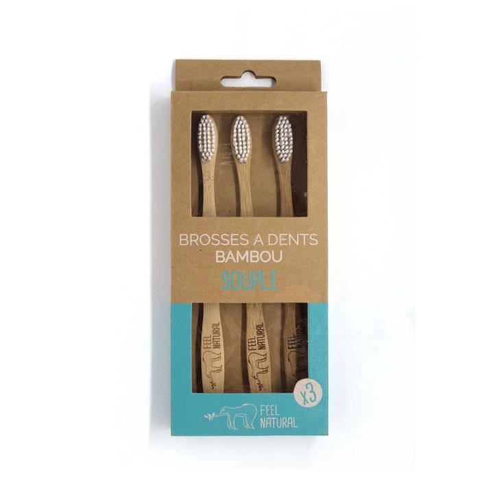 Lot De 3 Brosses à Dents En Bambou Misterplus - Neuf, écologique, Adulte Unisexe