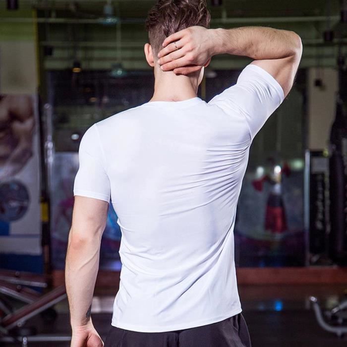 T-shirt fitness compression homme Manches courtes 3D