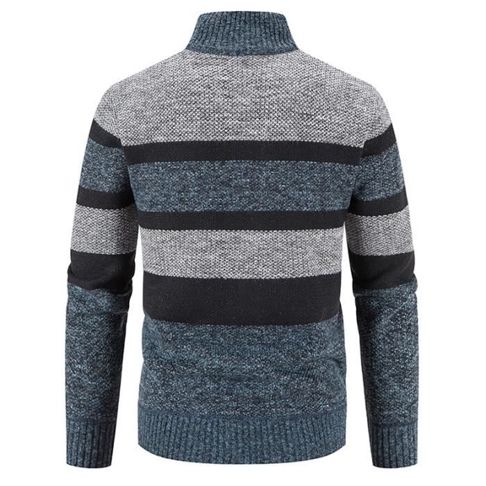 Pull-Over Regular Fit Homme - Pull á Col Montant Homme Avec Zippé Fermeture Éclair Pull à Col En V Pour Hommes Doublure En Polaire Douce Souple Et Confortable Haut D'extérieur Léger Et