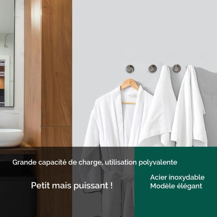 Lot 2 Crochets Salle De Bain Acier Inox 304 Brossé – Patères Solides Avec Vis, Design Minimaliste Et Anti-Rouille