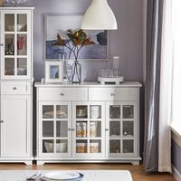 Buffet Bois Blanc 90 X 75 X 30 Cm - 3 Portes, 1 Tiroir, Design Moderne | Commode Salle à Manger, Rangement Fermé - 13