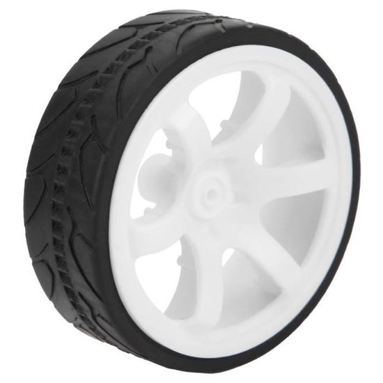 Jantes de Roue de Moyeu Pneus en Caoutchouc pour Voiture Bnineteenteam Moyeu de Roue en Plastique de Roue de Voiture de Course RC 1/10 avec Accessoire de Rechange de Voiture RC en Caoutchouc Rainuré 
