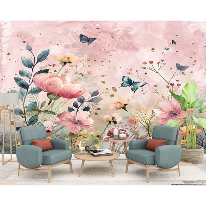Papier Peint Panoramique Tapisserie Murales Plante Feuilles Floral ...