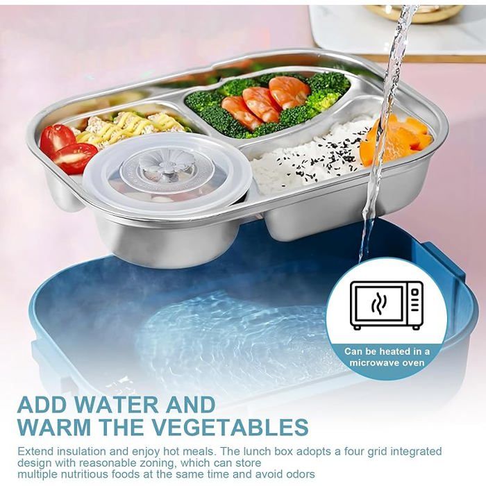 Blockhütte Boîte à Goûter Inox 1200 Ml – Bento 3 Compartiments Hermétique – Lunch Box Enfant & Adulte Avec Joint De Rechange & Sac Coton Offerts