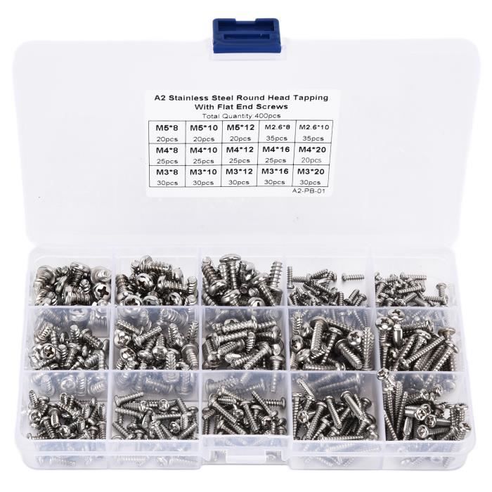 Drfeify vis de réglage en acier Kit d'assortiment de vis sans tête à