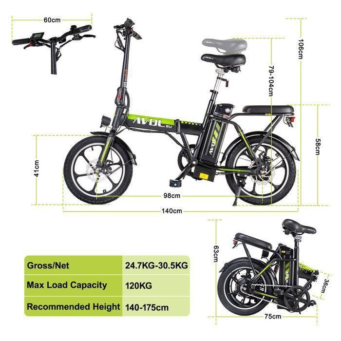 AVDLEU Vélo Électrique Pliable Roues 16" Moteur 250W 25km/h — free download