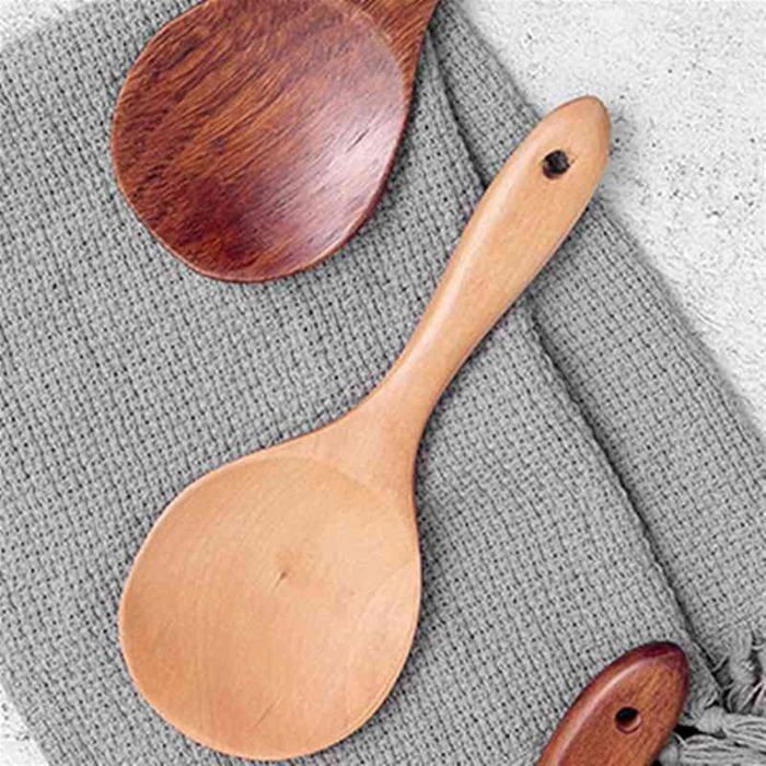 Lot De 3 Cuillères Cuisine Bois D'Olivier - Ronde, Coin Et Spatule