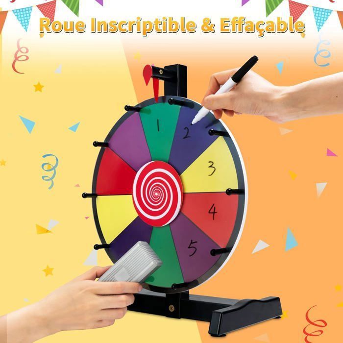 Roue De La Fortune DIY 30cm - 10 Cases, Marqueur Effaçable - Jeu Pour Fêtes, Anniversaires, Événements