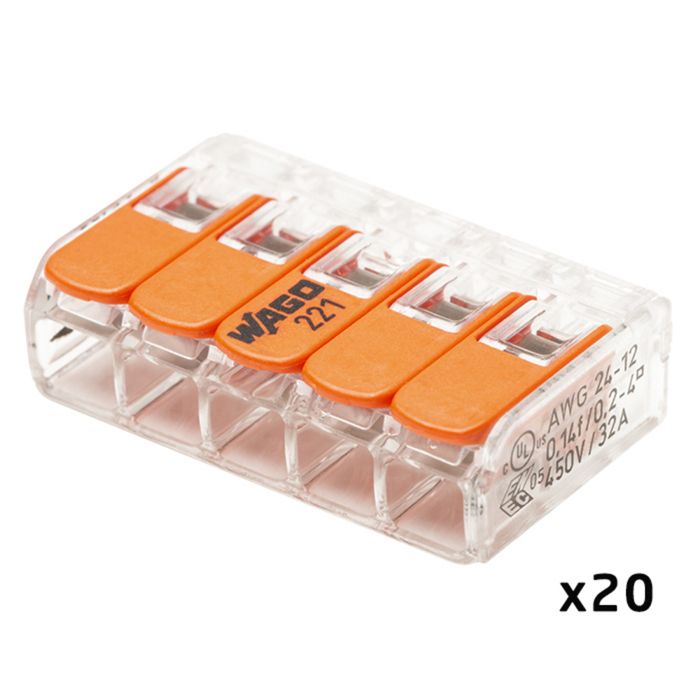 WAGO - 100 stuks automatische aansluitklemmen S221 2,3 en 5 ingangen