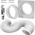Tuyau climatiseur mobile flexible 1.5m diam.10cm – Kit évacuation climatiseur mobile avec raccord et colliers
