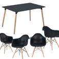 Ensemble table Salle à Manger Scandinave + 4 chaises Noir - YIPEEMA - 110x60x75cm - Adulte-0