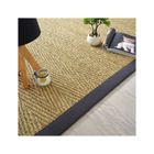 DECOWEB Tapis Jonc de mer - Assam chevron - Ganse coton anthracite - 200 x 290 cm