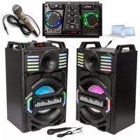SYSTEME DE SONORISATION DJ PARTY-SPEAKY700-MKII avec USB, BLUETOOTH, MICRO-SD & MICRO + 2 BOOMER DE 25CM 700W TOTAL