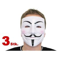 Lot de 3 Masque V vendetta Anonymous anonyme  horreur diable fantôme déguisement HALLOWEEN COSPLAY (Alsino Mas-05 ) a sangle