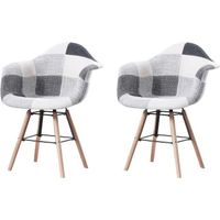 Lot de 2 fauteuils scandinave MADE4US - Tissu - Noir/Blanc - pieds en bois et metal